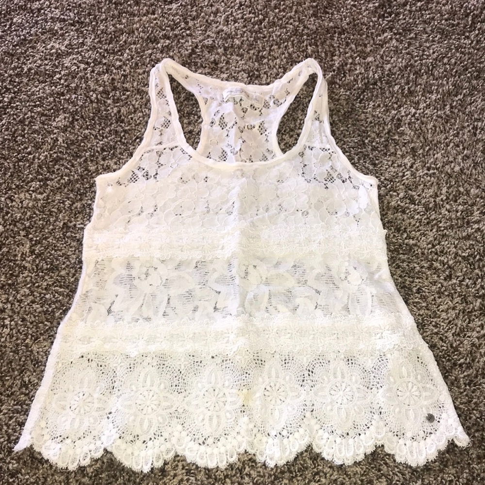 NWOT Abercrombie white lace top